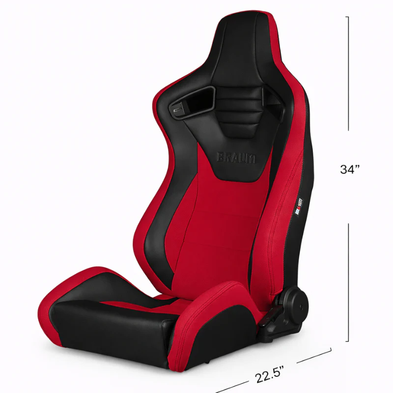 Elite-S Series Sport Seats - Black Leatherette - White Houndstooth (Grey Stitching) - Image 6