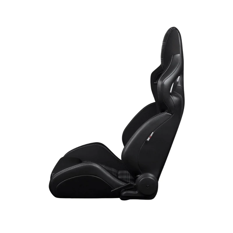 Orue-S Series Sport Seats - Black Leatherette (Grey Plaid Fabric) - Image 3