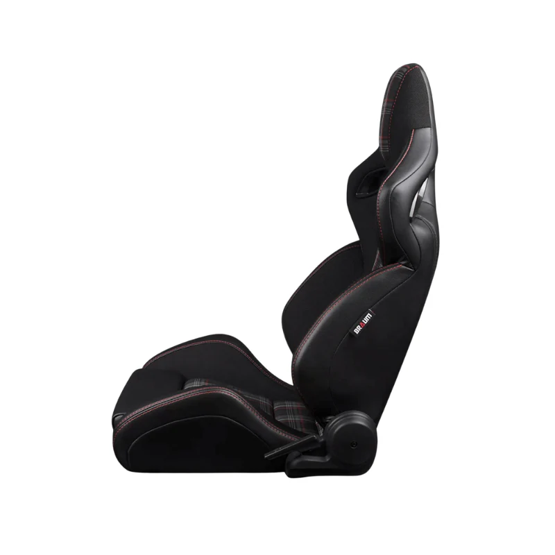 Orue-S Series Sport Seats - Black Leatherette (Red Plaid Fabric) - Image 3