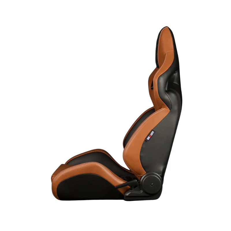 Orue-S Series Sport Seats - Cinnamon / Black Leatherette (White Stitching) - Image 3