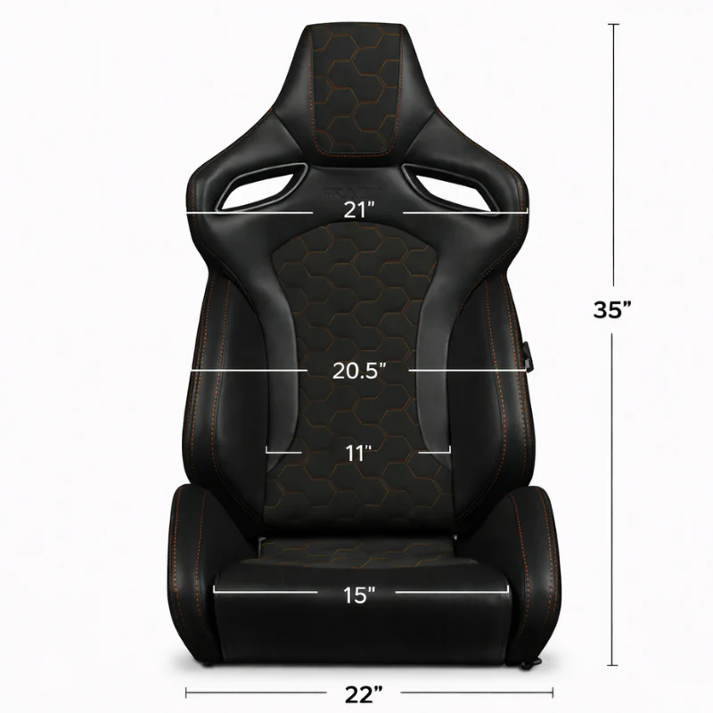 Orue-S Series Sport Seats - Cinnamon / Black Leatherette (White Stitching) - Image 6