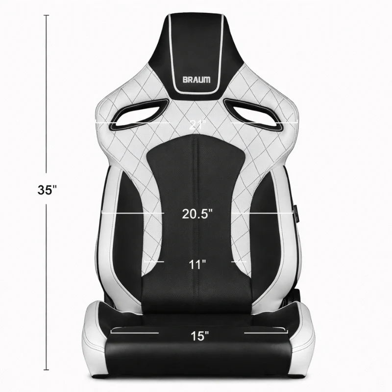 Orue Series Sport Seats - White Diamond (Black Stitching) - Image 5