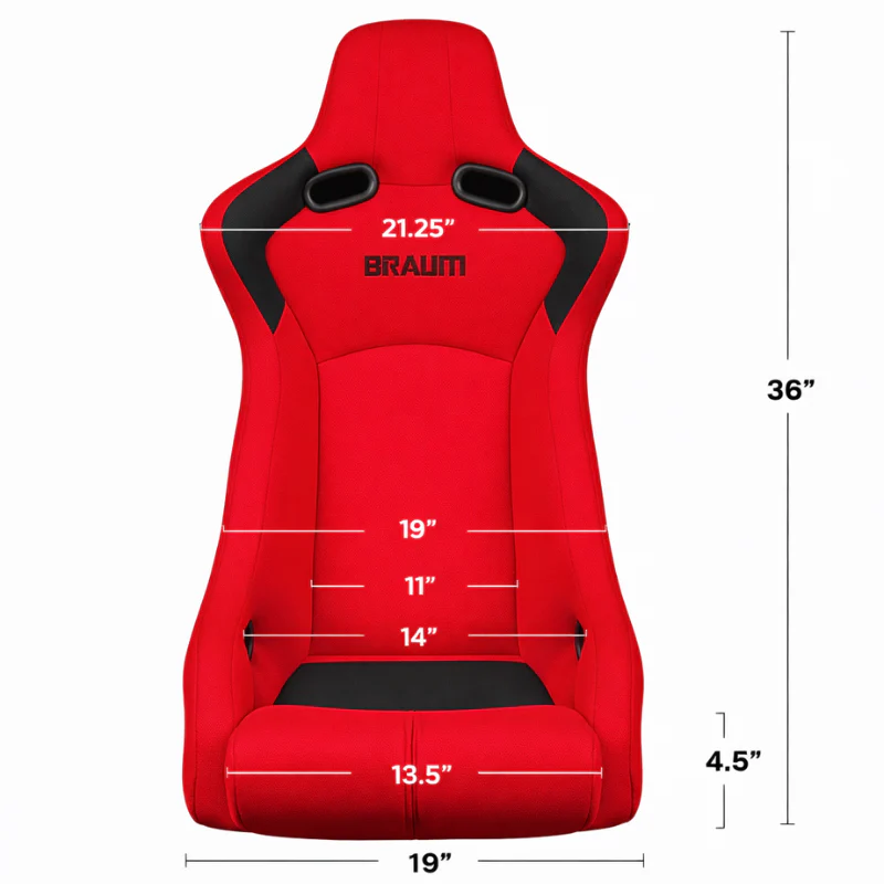 Venom-R Series Fixed Back Bucket Seat - Red Cloth / Carbon Fiber - Image 6