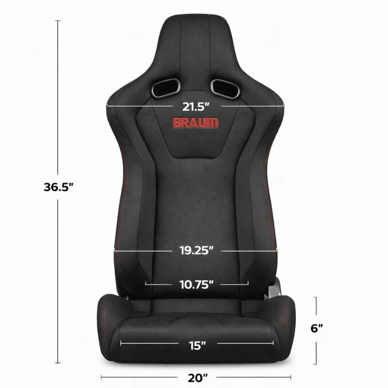 Venom Series Sport Seats - Black & Red Cloth (Red Stitching) - Image 4