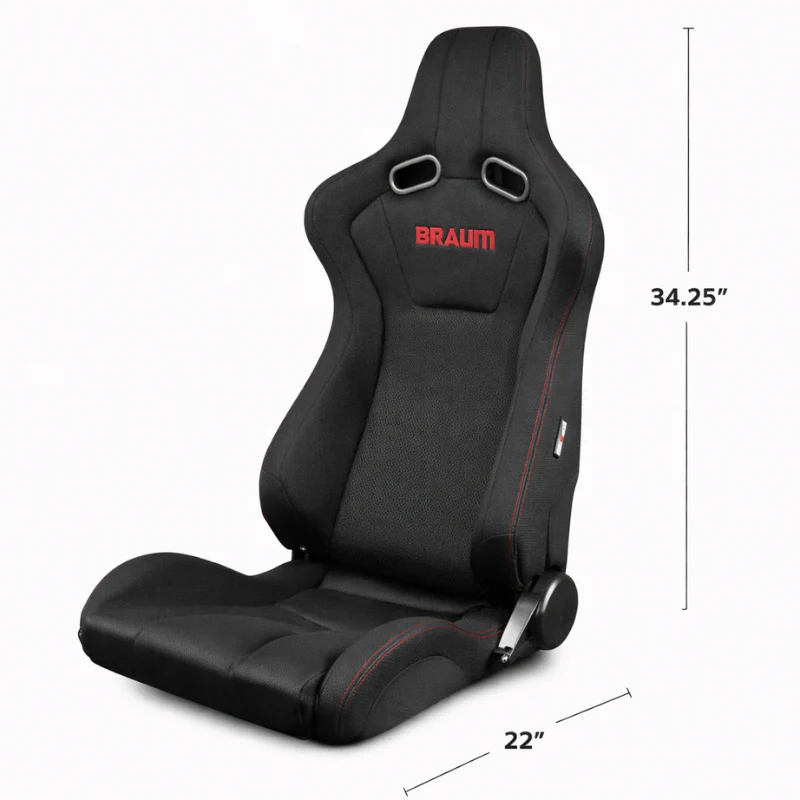 Venom Series Sport Seats - Black & Red Cloth (Red Stitching) - Image 5